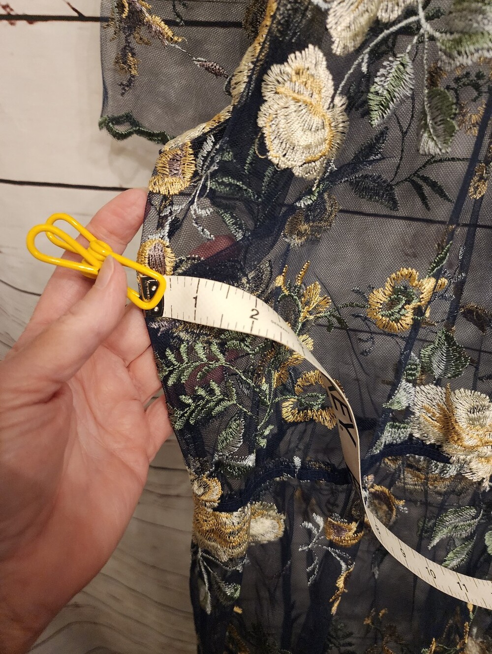 Sheer Navy Floral Embroidered Maxi Dress - Picture 9 of 11